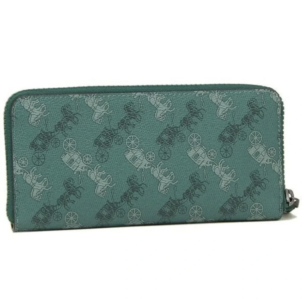 Coach Slim Accordion Zip Wallet With Horse And Carriage Print NEW